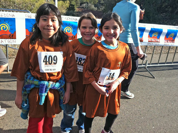 Sedona Charter School kids at the finish line - Sedona Marathon!